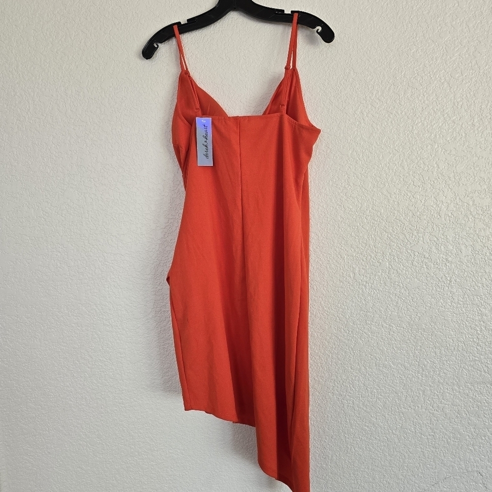 Derek Heart NWT Faux Wrap Orange Asymetrical Midi Dress XL - Picture 6 of 7